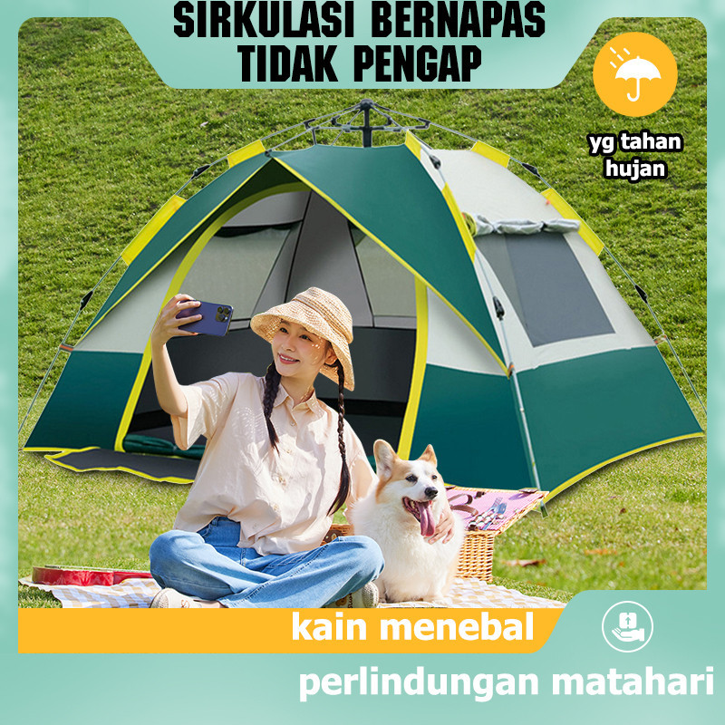 Tenda 2/3/4 Orang Tenda Otomatis Tenda 4 Orang Tenda Double Layer 4 Orang Tenda Camping Anti Air