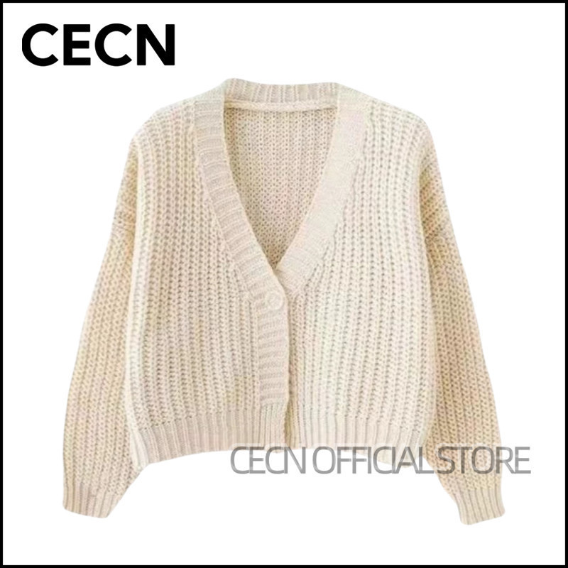 CECN Cardigan Rajut Soft Knit Sweater Rajut Korea Cardigan Crop V Neck Soft Knit