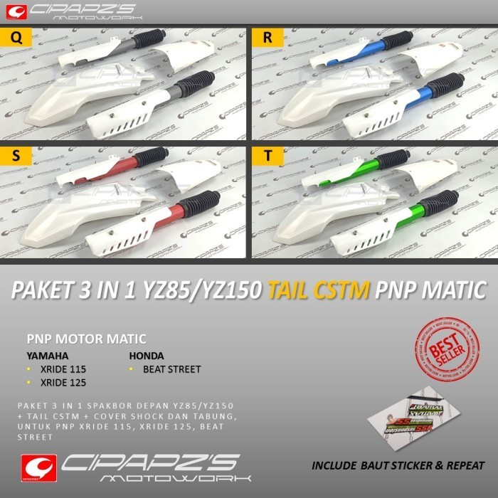 Paket 3 In 1 Pnp X-Ride Beat Street Spakbor Depan Yz85 Tail Cstm Cover