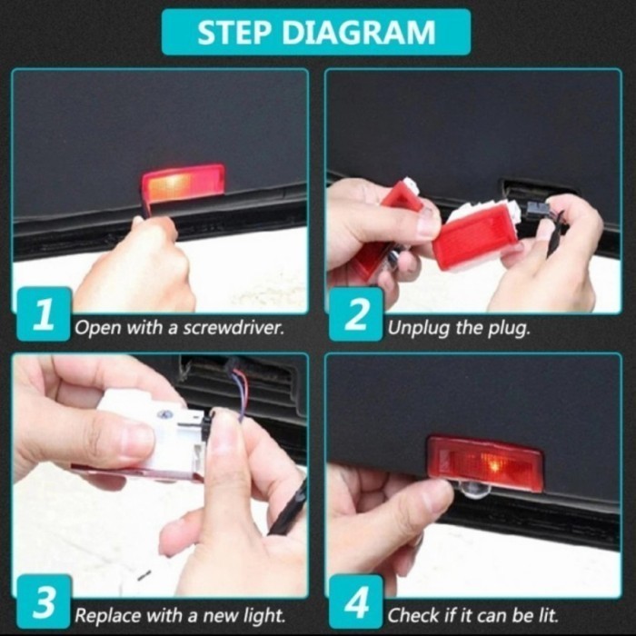 Lampu Pintu Mobil Led Logo Vw Volksgen Golf Tiguan Touareg Scirocco