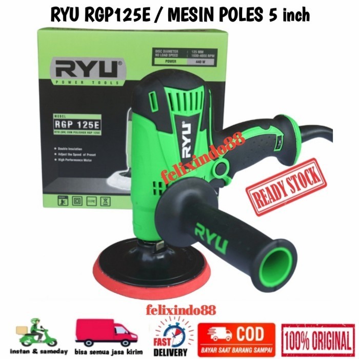 Mesin Poles Mobil Motor Ryu RGP125E Polisher