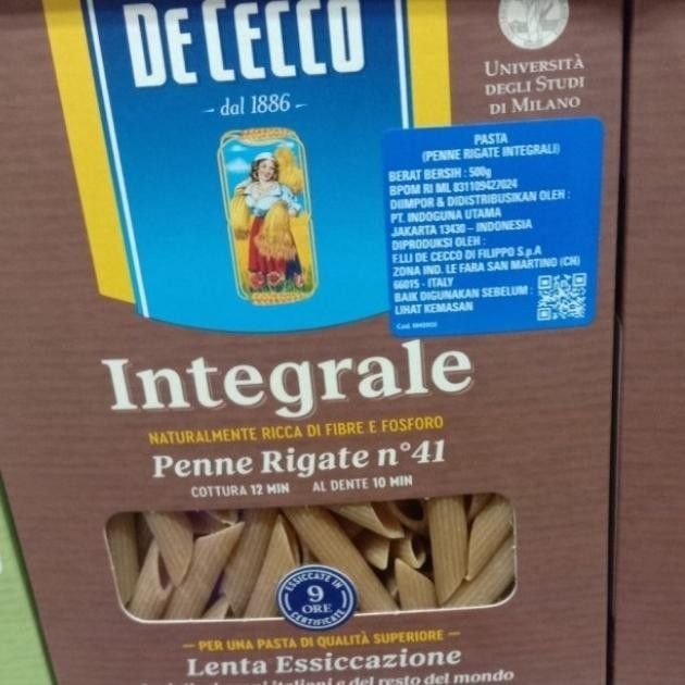 

dececco integrale penne rigate pasta no 41. 500gr whole wheat MS