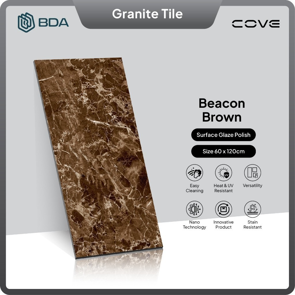 BDA Granite Tile Granit 120X60 Granit 60x120 Keramik Lantai Keramik Dinding Beacon Brown