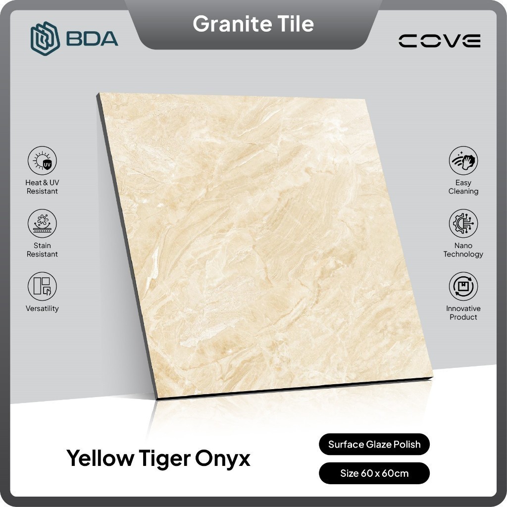 BDA Granite Tile Granit Lantai 60x60 Granit 60x60 Keramik Lantai Keramik Dinding Yellow Tiger Onyx