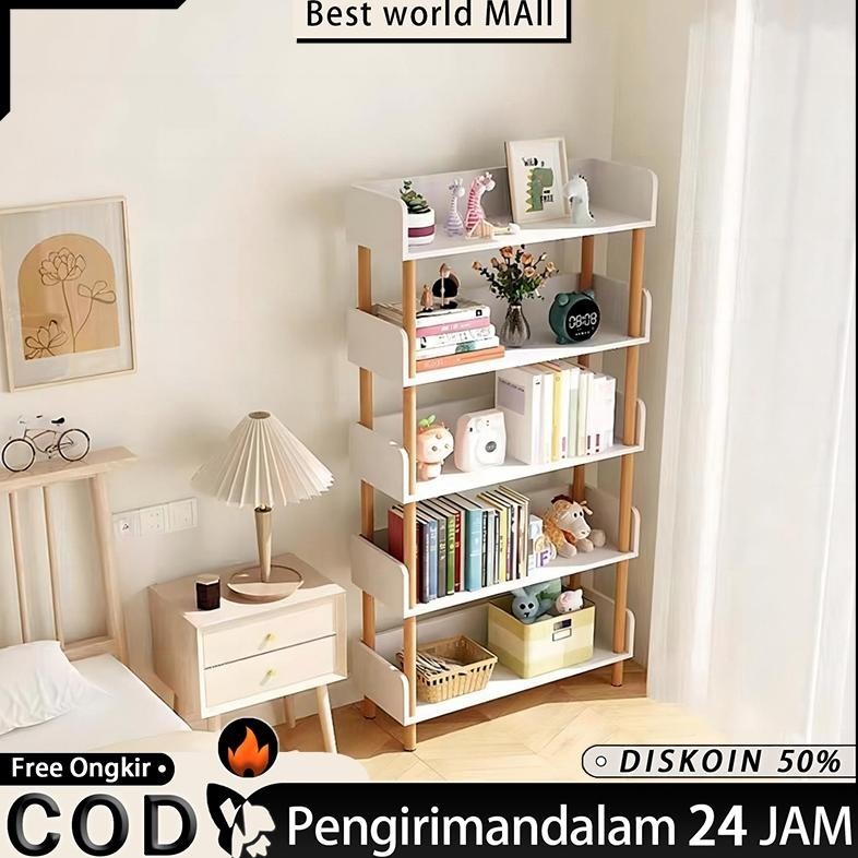 Rak Buku Minimalis 5 Susun Rak Buku Kayu Lemari Buku Rak Buku Ikea Rak Penyimpanan Kantor Rak Buku P