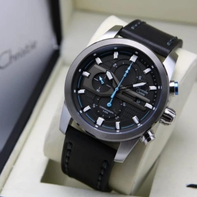 Jam Tangan Alexandre Christie Pria AC6562 Black Silver Original
