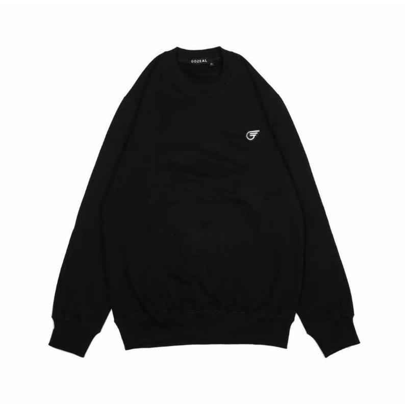 Terbaru Kaos Crewneck Logo Gozeal Pria Sweater Wanita Sweater Crewneck Kekinian Varian Hitam Bisa Co
