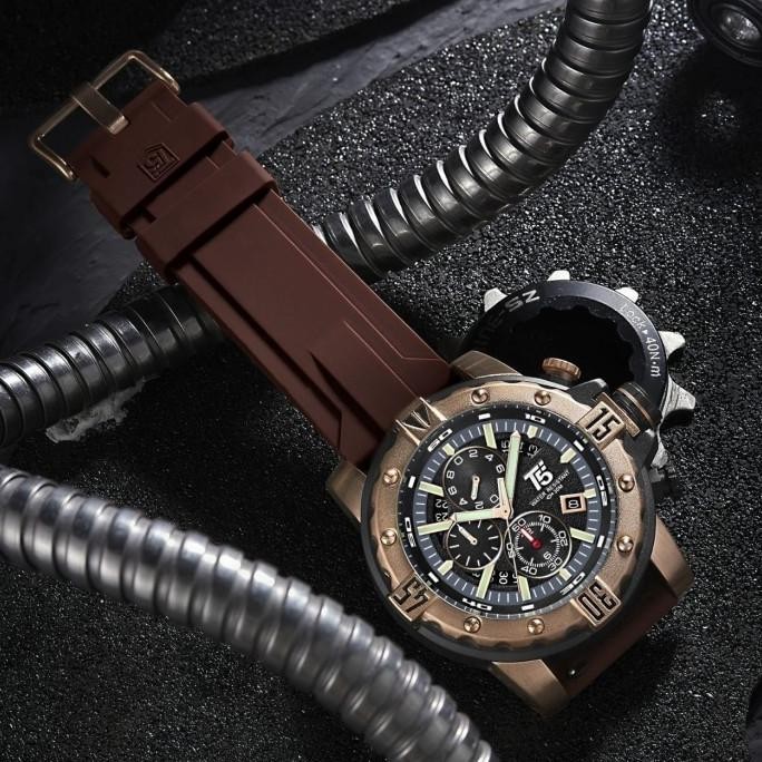 Jam Tangan Pria Original T5 H 3757G Brown Rosegold