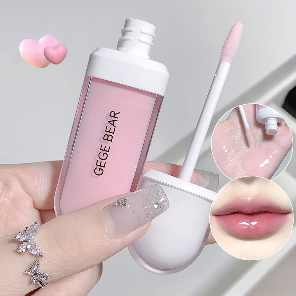 GEGEBEAR Lip Gloss Bening dan Melembabkan Lip Gloss Jeli Pelembab Pencerah Garis Bibir