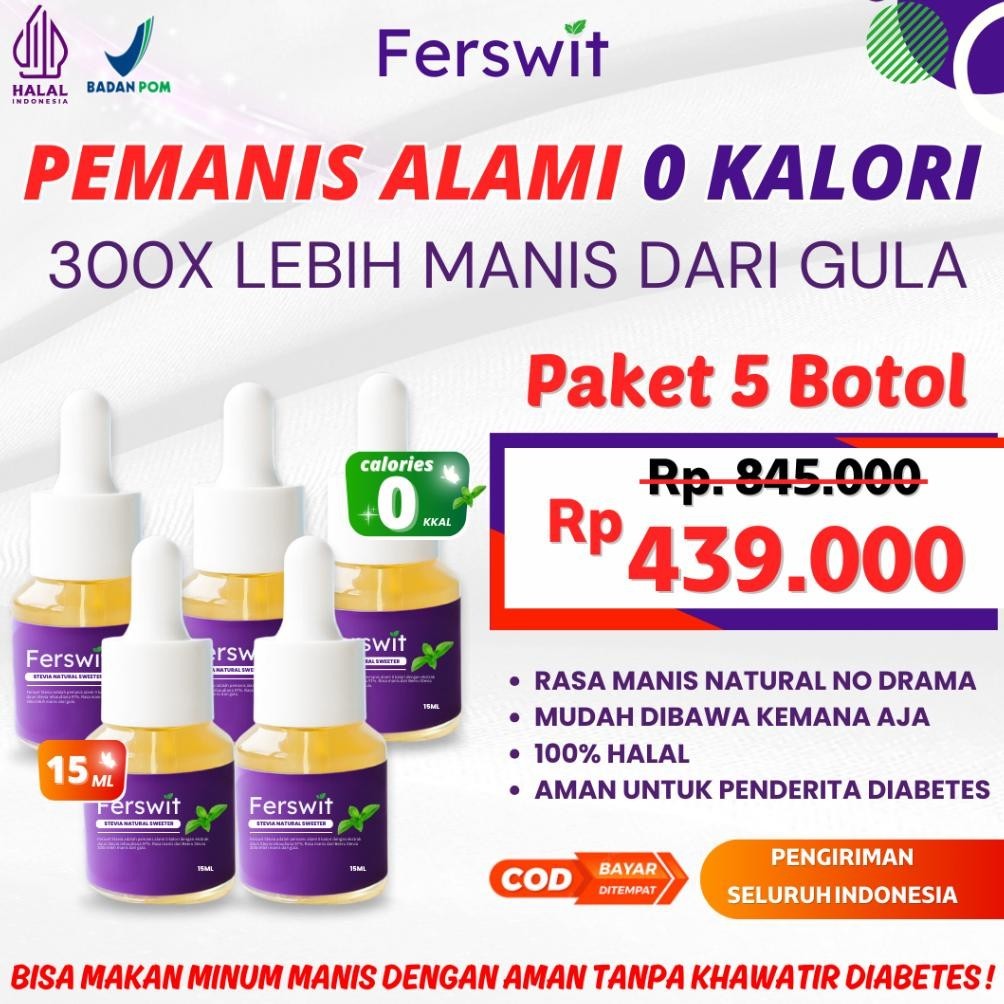 

Ferswit Stevia Alami Paket 5 Botol Alami