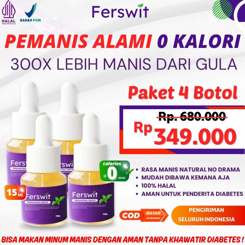 

cristal sehat Ferswit Stevia Alami Paket 4 Box berkasiat