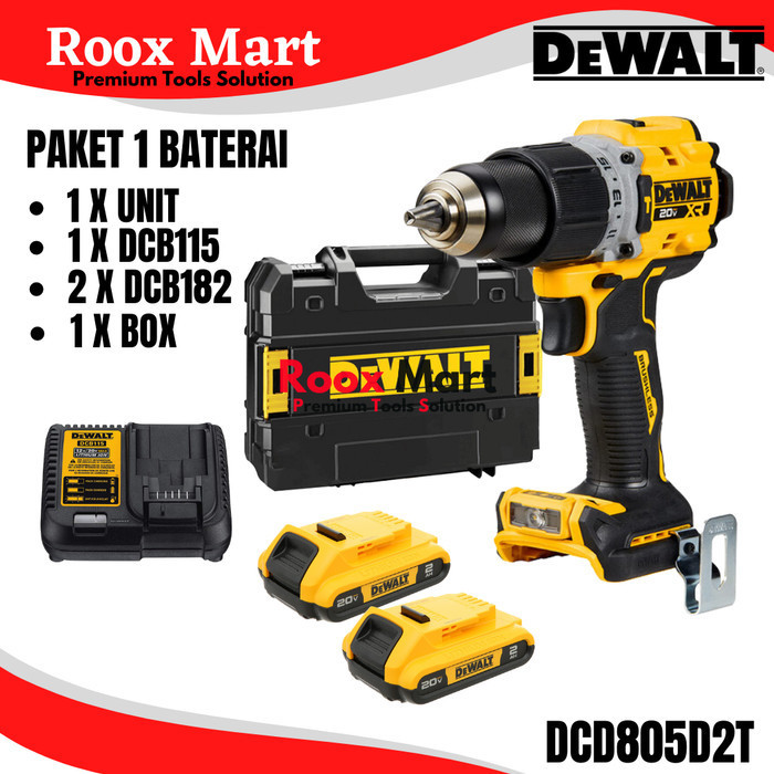Terbaru Bor Tembok Baterai 20V 2.0Ah Dewalt Dcd805D2T Brushless Hammer Drill Promo Terlaris