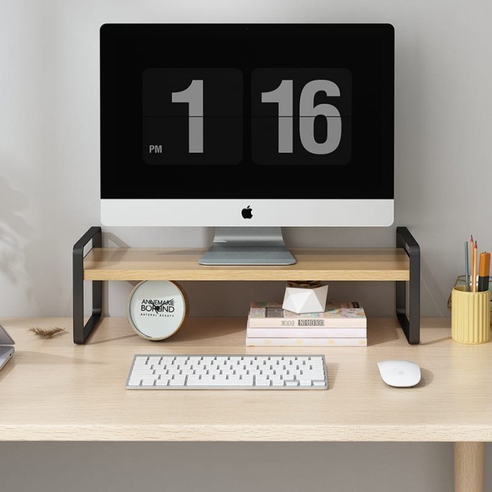 Dudukan Alas Monitor / Meja Dudukan Monitor Stand Kayu / Meja Laptop