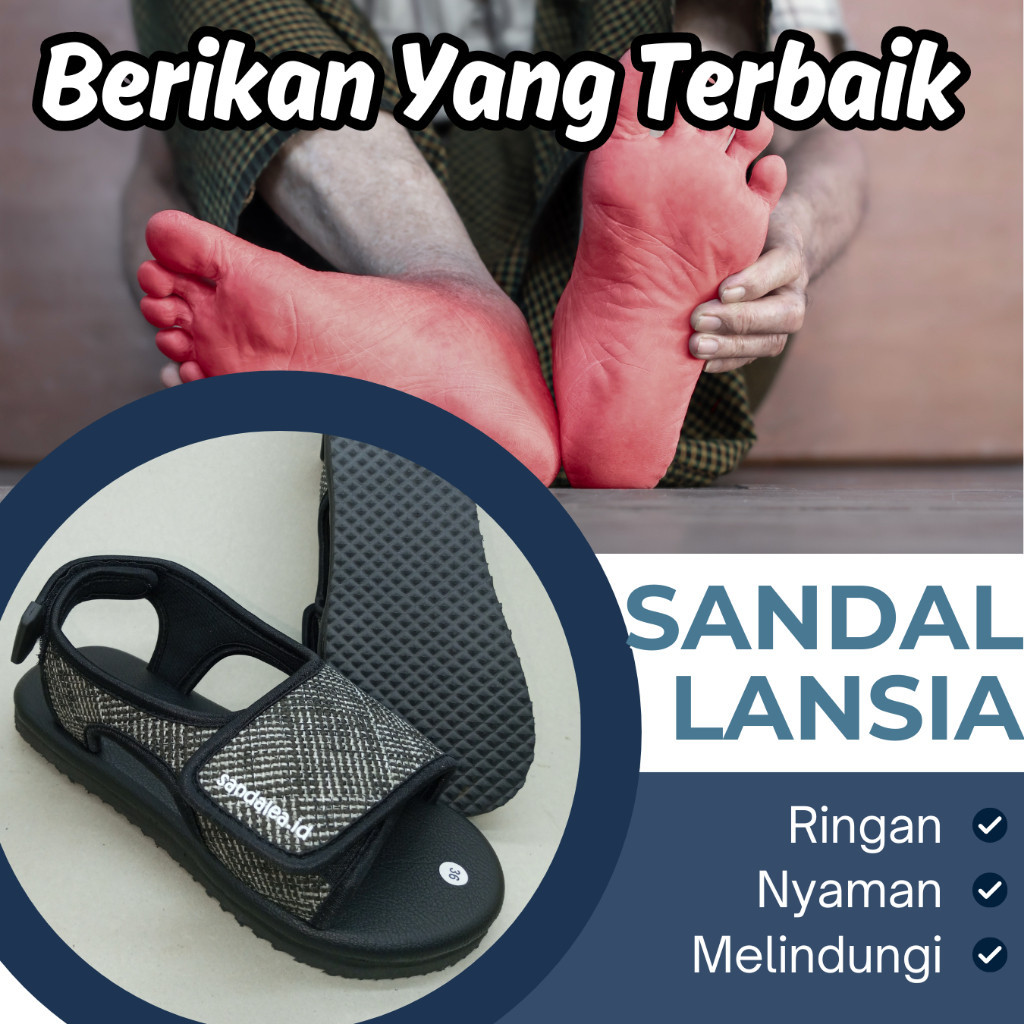 Diabesand Sandal Tali Kanvas Pria Lansia Ringan Nyaman Adjustable Size