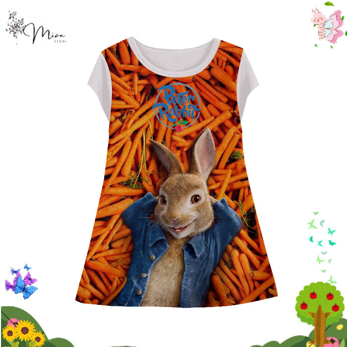Dress Anak Perempuan Peter Rabbit v2 Tunik Anak Wanita Film Animasi Kartun Peter Rabbit 3D Printing 