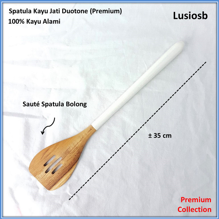 Spatula Kayu Jati Duotone Putih / Sutil Kayu Jati / Wooden Spatula
