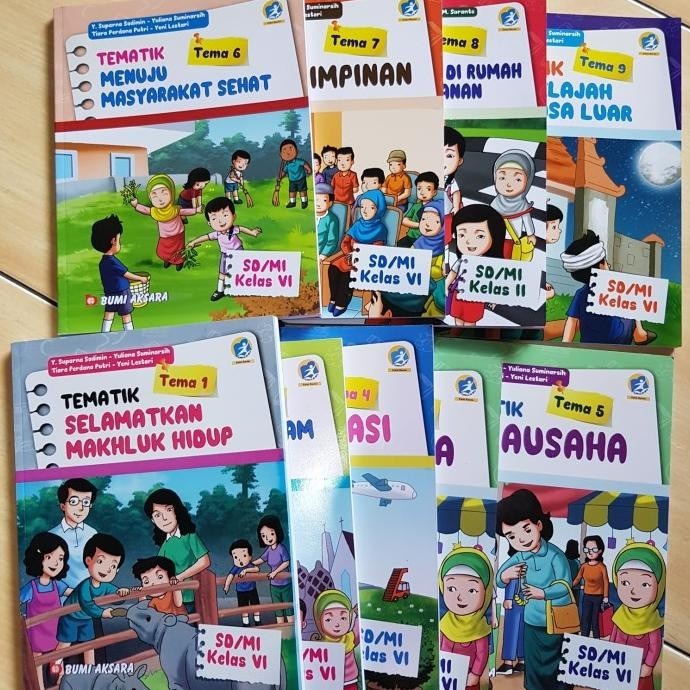 [Ready Stock] Satu Paket Tematik Bumi Aksara Kelas 6 Sd/Mi Tema 1 2 3 4 5 6 7 8 9