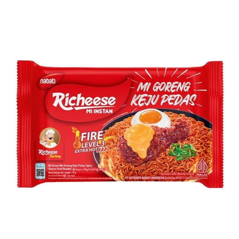 

Richeese Mi Goreng Keju Fire Level 3 Extra Hot 75 g