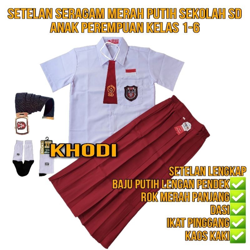 Seragam Sekolah Sd Smp Sma Laki Cewek 1Set Pakaian Cowok Biru Pria Lengkap Kelas 1 Rok Panjang Sklh 