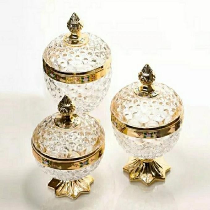[Bayar Di Tempat] Toples Capodimonte Set 3Pcs Gold Bening