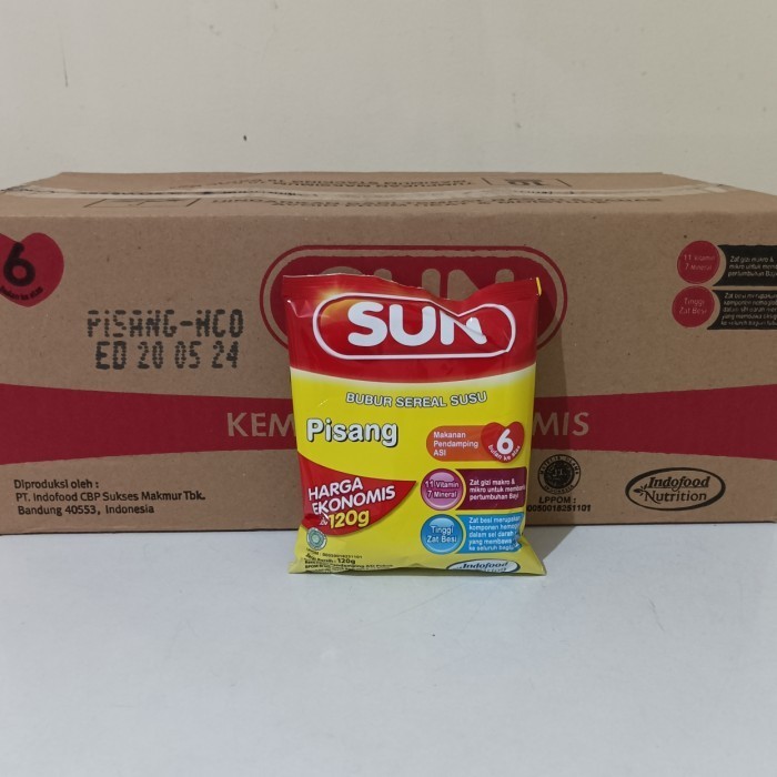 Bubur Sun Pisang Ekonos 120 Gr / 1 Dus / 24 Pcs