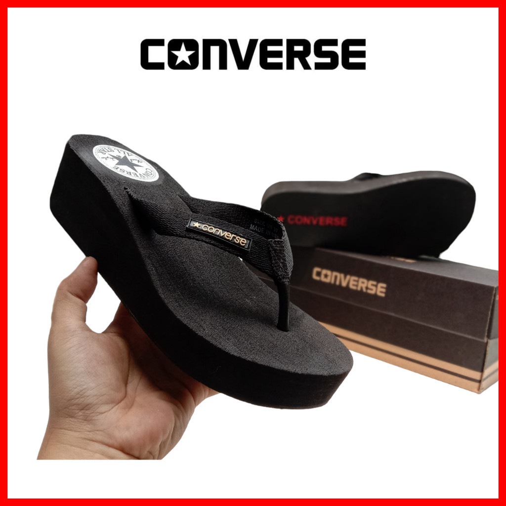 Sandal Jepit Wanita Converse / Sandal Wedges Hak Tinggi / Sendal Kasual Cewek Ringan High Heels