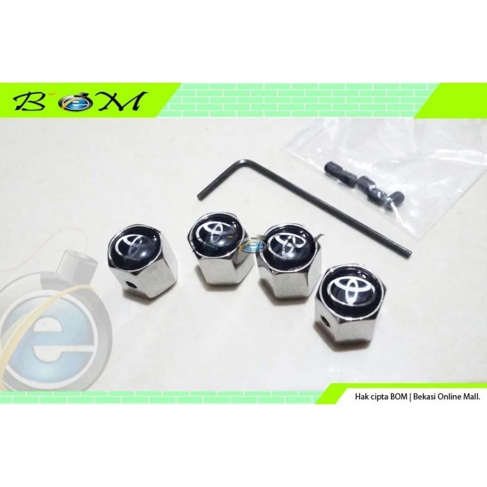 Tutup Pentil Ban Tire Valves Logo Mobil Toyota Anti Maling Besi Chrome