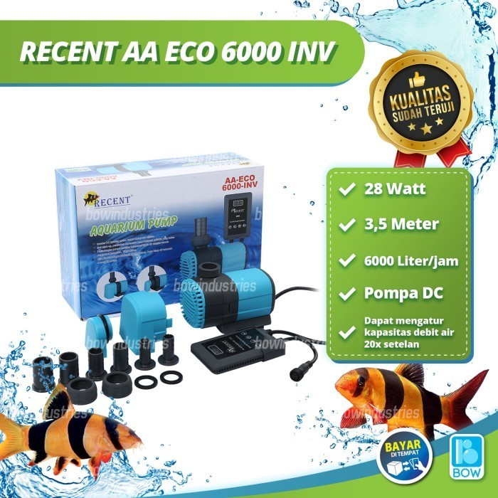 Pompa Kolam Ikan Aquarium Celup Ac Dc Inverter Water Pump Aa Eco 6000