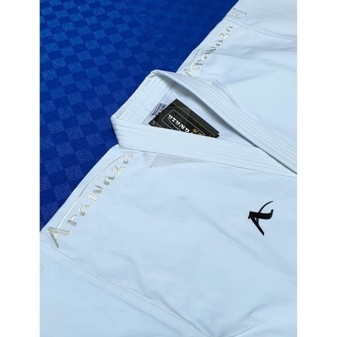BAJU Karate ARAWAZA Black DIAMOND - WKF Approved - WHITE Embroidery