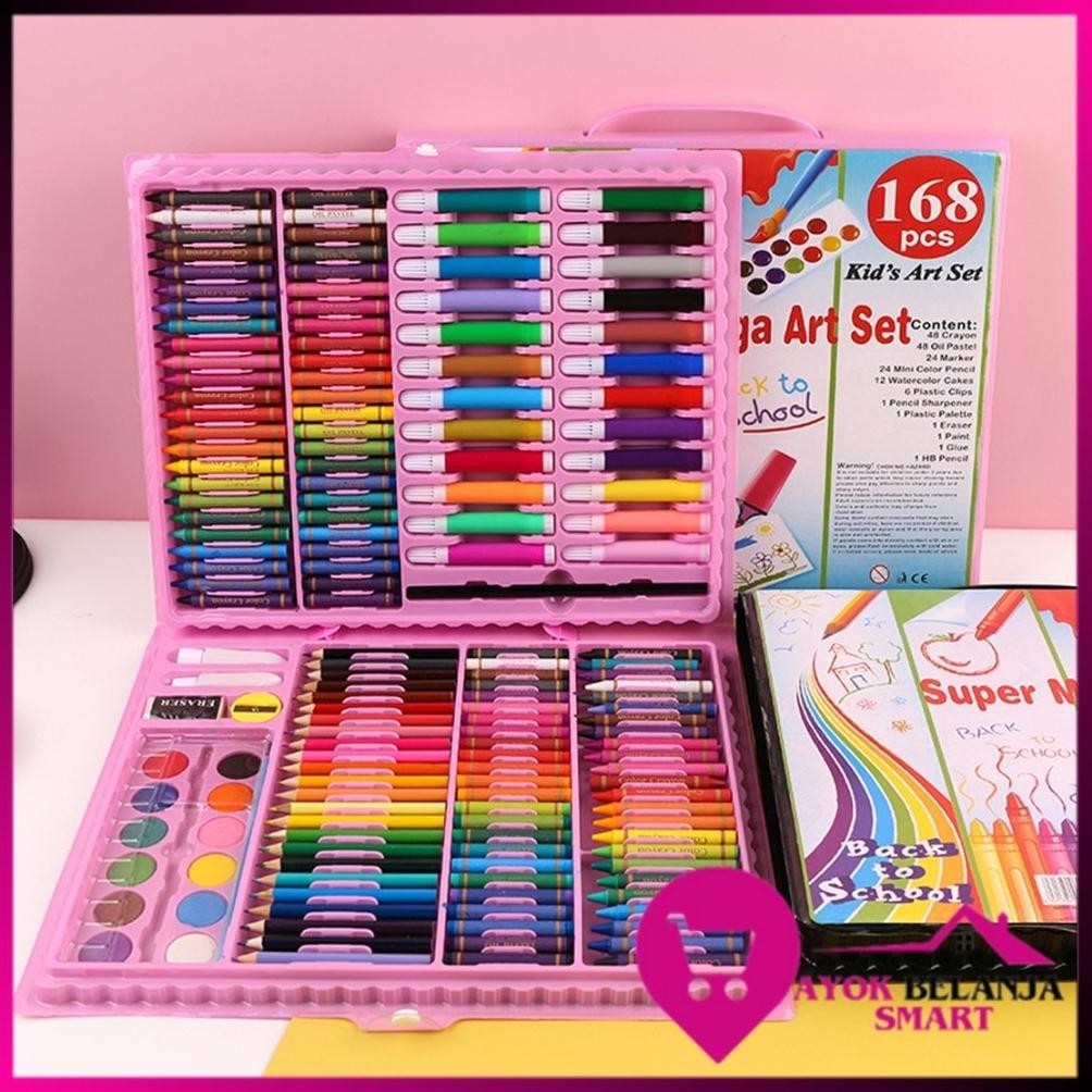 

To94 Abs Drawing Set 168Pcs Oil Pastel Crayon 168 In 1 Set Krayon Mewarnai Dan Melukis Lengkap Dengan Cat Air Alat Mewarnai Anak Anak Bentuk Koper Cod