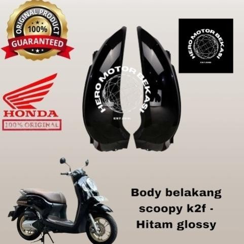 CR - - cover body belakang kanan kiri scoopy new prestige k2f 2021 2022 warna hitam glosy hitam doff