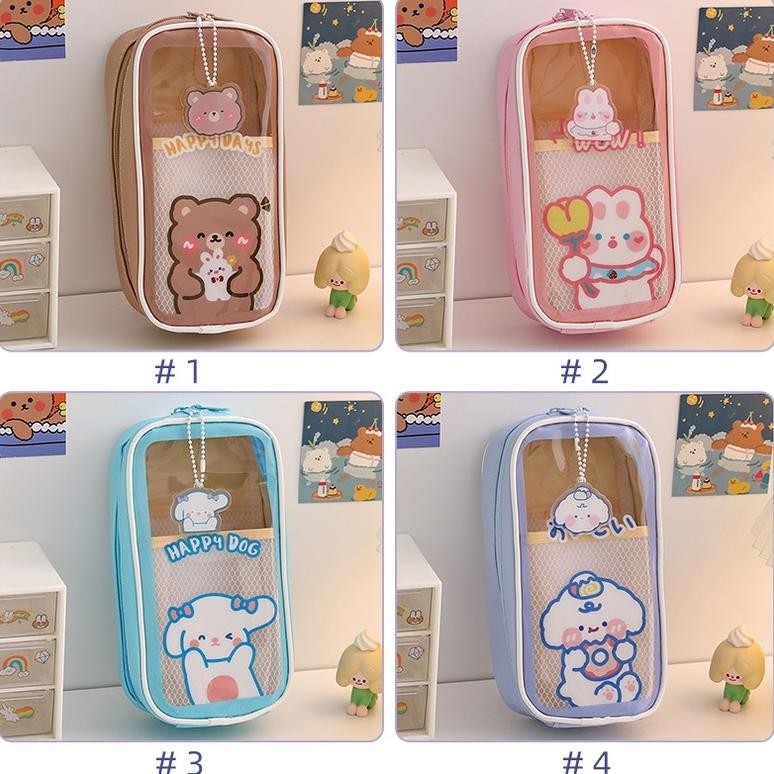 

EVY-510 Tempat Pensil Transparan Anti Air Motif Kartun Kawaii Dengan Resleting Murah