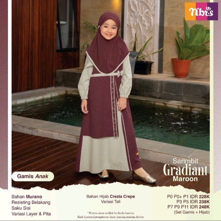 Nibras Sarimbit Gamis Anak Perempuan Nibras Gradiant Gamis