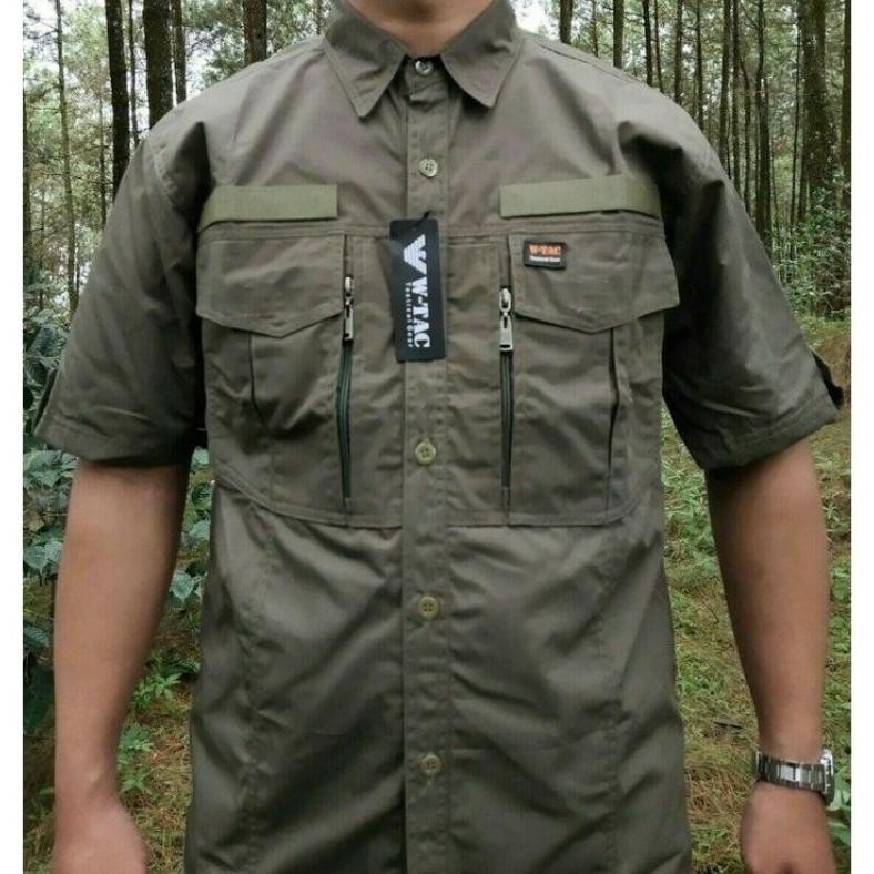 Baju Kemeja Tactical Pria Lapangan Outdoor Lengan Pendek Autdor Baju Kerja Proyek Wtac W Tac