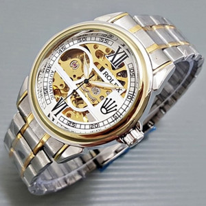 New Item, Jam tangan rolex pria wanita otomatis transparan rantai angka romawi automatic