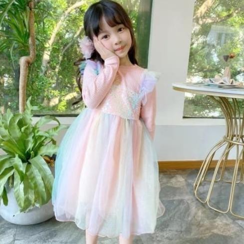 Dress Unicorn Glitter Baju Unicorn Anak Import