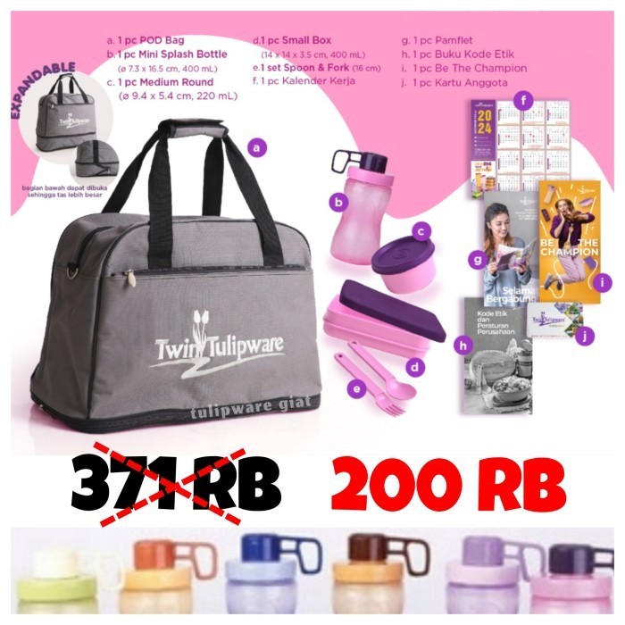 Tulipware Paket Bekal Gratis Tas Cantik
