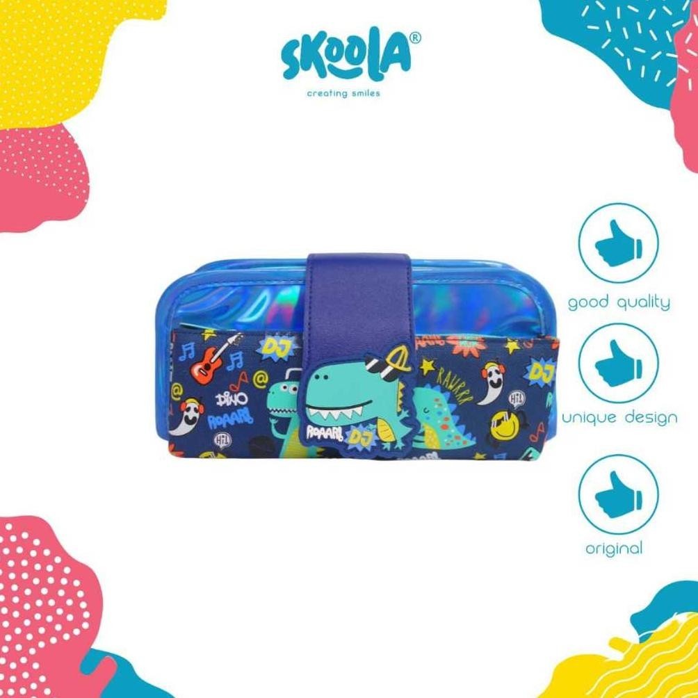 

Skoola Tempat Pensil Lipat 3 Pencil Case Anak Perempuan Laki - Laki Lucu Unicorn Cat Dino - Pensy