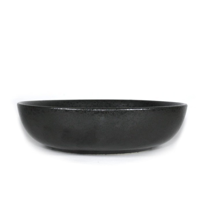 B Artisan Ceramic Black Spot Metallic Deep Plate