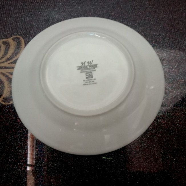 Piring Ceper Keramik Polos List Emas Hw 7 Inch ( Per Lusin )