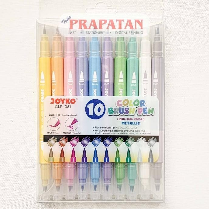

Joyko CLP-061 Metallic Color Brush Pen 10C | Pena Kuas