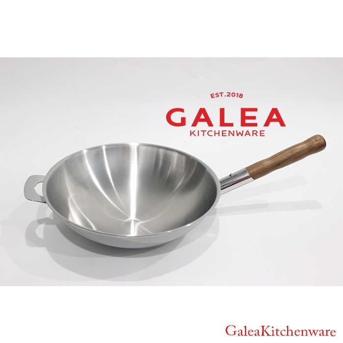 TERBATAS Wajan Zebra Stainless Chinese Wok Vitalux 30 Cm 3 Ply Teak Wood Kayu