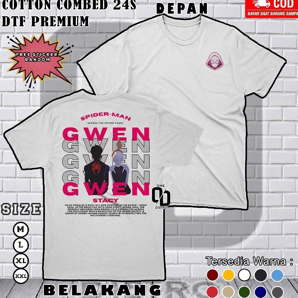 Promo Kaos Couple Spiderman Miles Morales & Gwen Stacy Warna Putih Kaos Spiderman Couple T-Shirt Spi