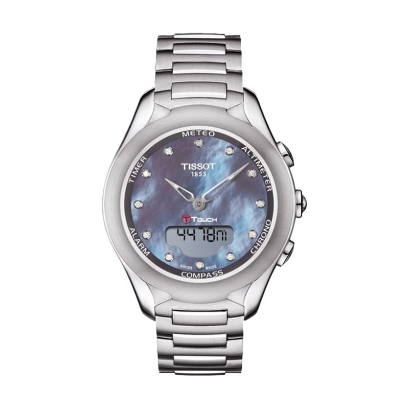 Jam Tangan Wanita TISSOT T-Touch T075.220.11.106.01 Expert Solar Mother of Pearl Dial Stainless Stee