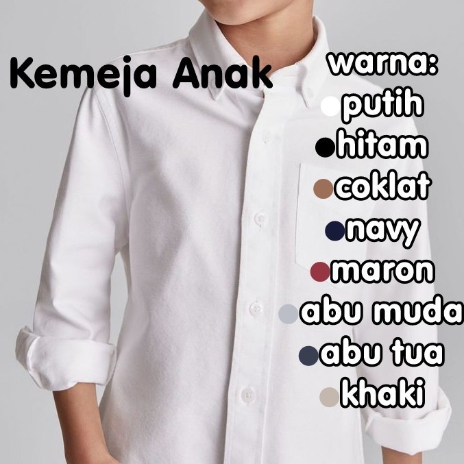 [Bahan halus dan Nyaman] Pakaian Baju Anak Umur 8-13 Tahun Kemeja Polos Anak Laki laki Cowok Lengan