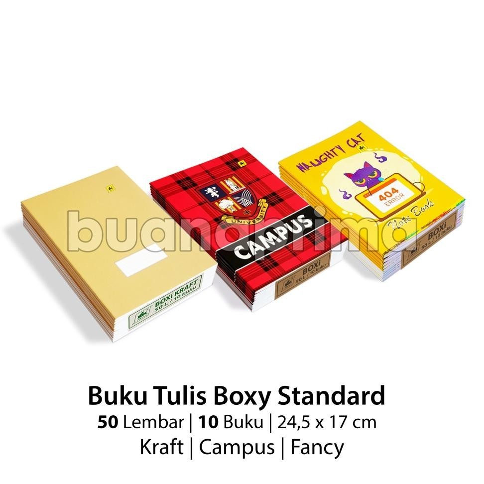 

See-97 Buku Tulis Boxi Standard 50 Lembar Campus Isi 10 Buku 25 X 18 Cm Boxy Notebook Sekolah Batik Kraft Coklat Sale