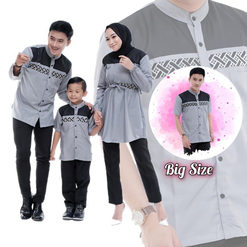 [Bahan halus dan Nyaman] COUPLE KOKO KELUARGA MUSLIM COUPLE KOKO JUMBO WARNA ABU DAN BAJU TUNIK SIZE