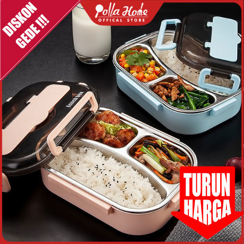 KOTAK MAKAN STAINLESS STEEL 304 KOTAK MAKAN SEKAT 3 PERALATAN MAKAN
