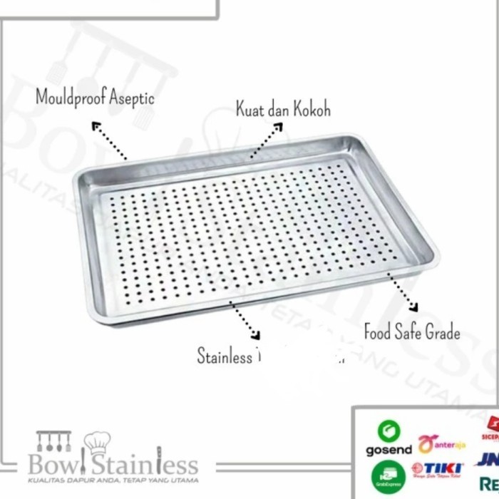 NAMPAN BAKI STAINLESS LUBANG PENIRIS MINYAK MEDIUM