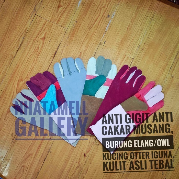 Berkualitas Gloves Kulit Suedeu Tebal Motif/Pelangi Anti Cakar Gigit Musang Elang Kode 829